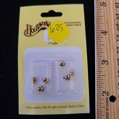 Houseworks #1116 DollHouse 1:12 (1") Scale Gold Plated Brass Knob Set of 6  #625