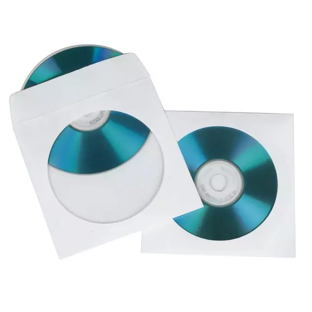 [Ref:62672] HAMA Pochettes en papier pour CD/DVD paquet de 100 blanches