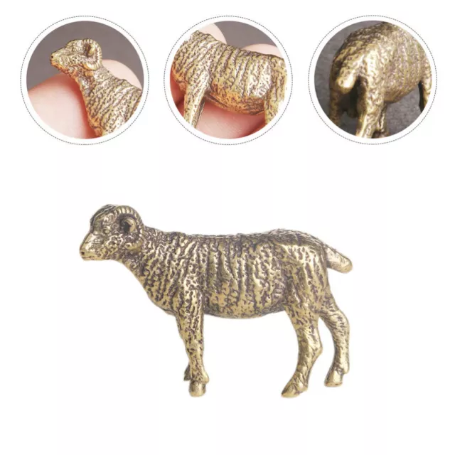 Brass Sheep Ornament Mini Figurine Animal Doll Sculpture Ornaments