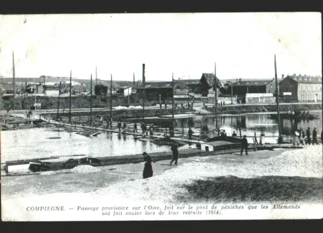 COMPIEGNE (60) VILLAS , USINE & PONT de PENICHES animé sur l'OISE en 1914