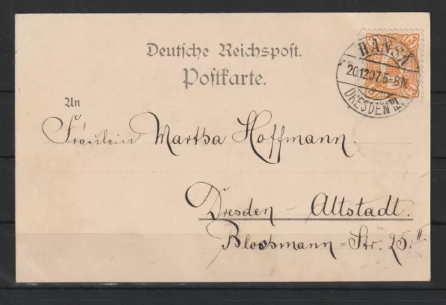 Privatpost Stadtpost Dresden Marke auf Postkarte Ansichtskarte, 1897 #1092557