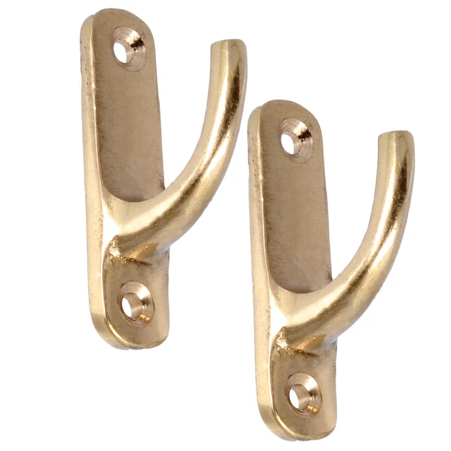 2x CURTAIN TIE BACK HOOKS Solid Brass Wall Mounted Rope Tassel Drape Holder Pair