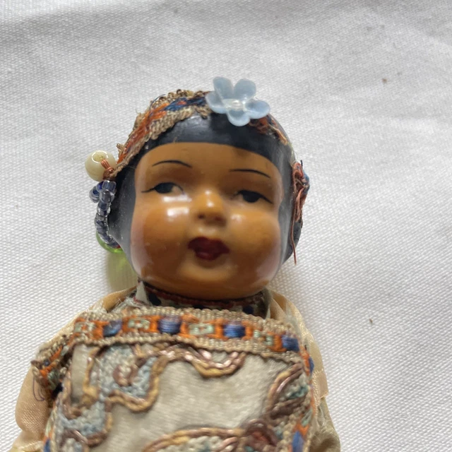 VINTAGE ASIAN ALL Bisque Doll. With Original Clothes. Needs Stringing ...