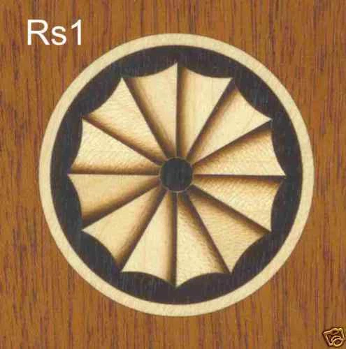 Marquetería redonda con incrustación Sunburst #RS1 3"" o 2", CHAPA REQUERIDA CARPINTERÍA