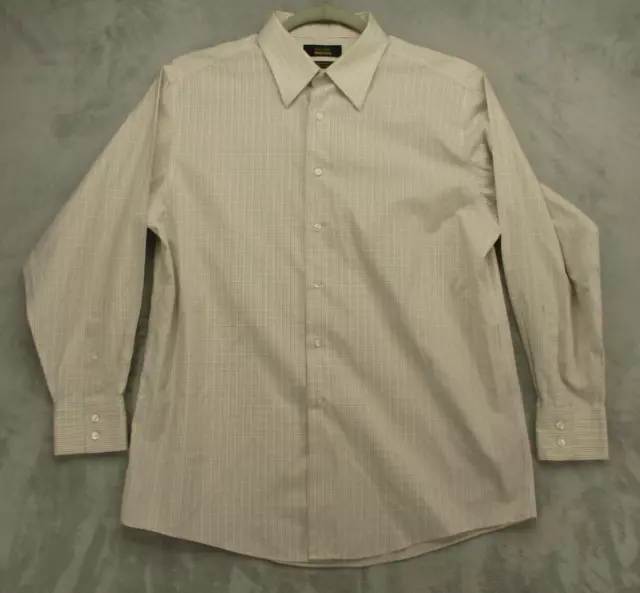 Murano Gold Label Button Up Shirt Men's L White w/ Multicolor Geometric Pattern