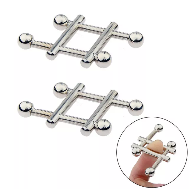 1 Pair Stainless Steel Male Ball Stretchers Clamp Intime Chastity Stretching SM