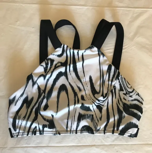 SUBOO High Neck Print Bikini TOP Size Us 2 BLACK/white NWOT