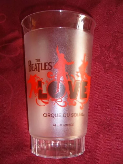 THE BEATLES PLASTIC DRINKING CUP MUG from THE MIRAGE *LOVE* SHOW IN LAS VEGAS