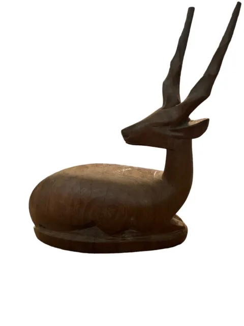 Vintage Hand-carved Wooden Antelope