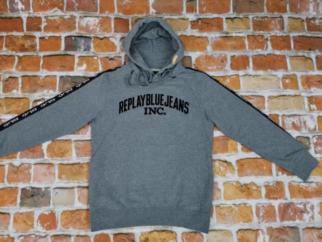 Replay Inc Blue Jeans Vintage Pullover con Cappuccio Grigio Casual TG:L Tip Top