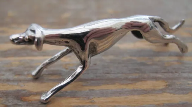 Gorgeous Solid Silver Greyhound / Whippet Dog - Sleek & Stylish Art Deco Style