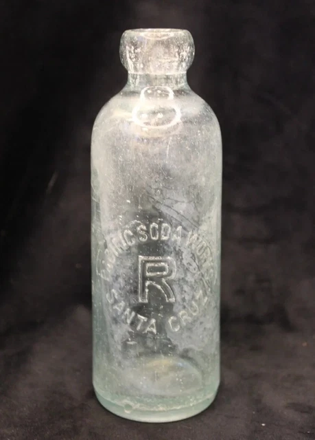 Pacific Soda Works R Santa Cruz Hutch Hutchinson Bottle Slug Pate Aqua CA0483.5