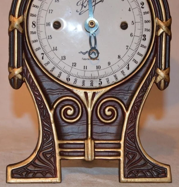 Schöne Art Deko Jugendstil Küchenwaage von Krups um 1910 mit Ornamenten verziert