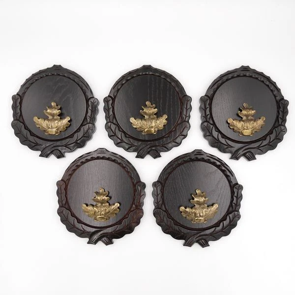 5 Pieza Keilerschilder Tallado Oscuro Af 16 CM Con 5 X Hoja de Roble