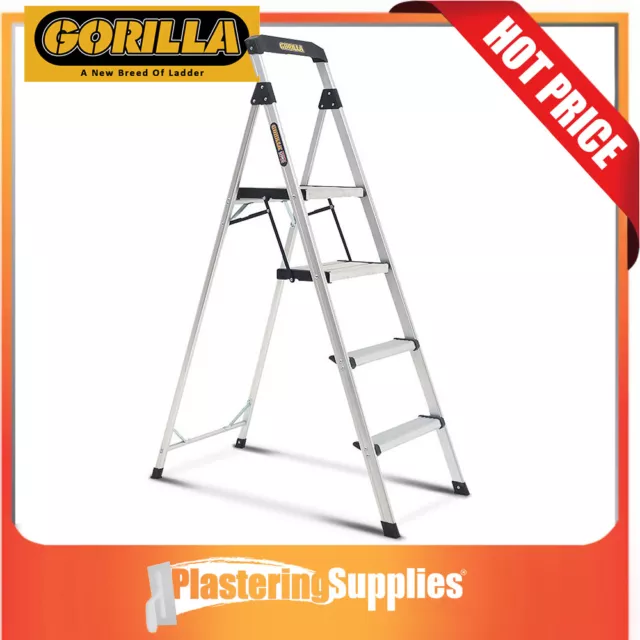 Gorilla Ladder 1.2m 4 Step 120kg Light Weight Single Sided Aluminium GOR-4TT