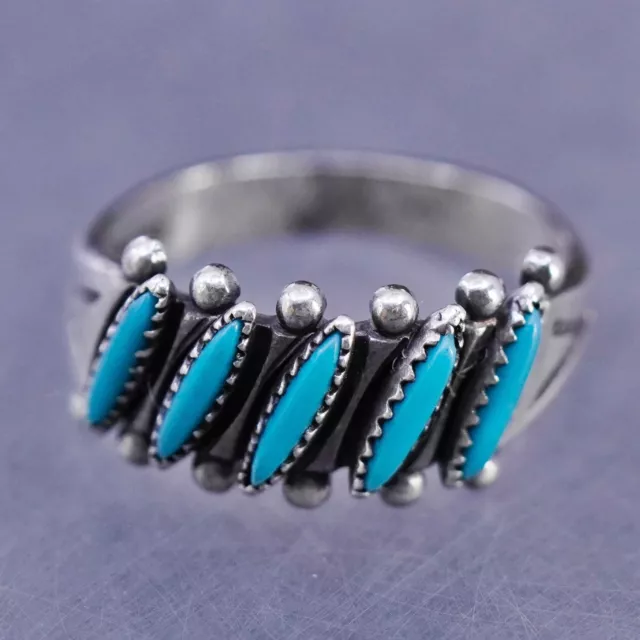 size 6, Native American southwestern sterling silver 925 band ring turquoise