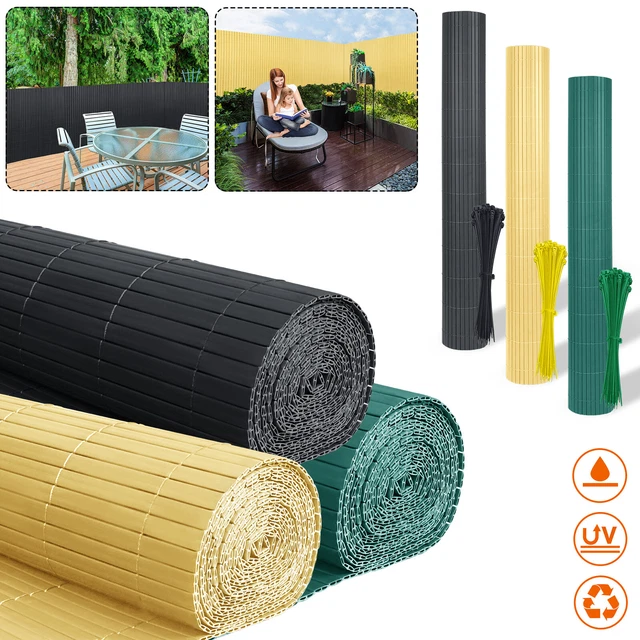 Sichtschutzmatte Wasserdicht UV-bestndig PVC Sichtschutzmatte Fr Balkon,  Garten & Terrasse  Lrmschutz, UV-bestndig, Wasserfest In Grn, Grau,  Bambus, Braun Balkon Sichtschutz Garten