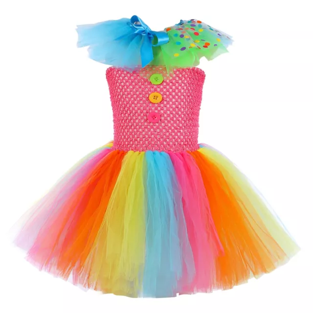 Kids Circus Clown Tutu Dress Girls Costume Party Outfit Book Week Dress Up