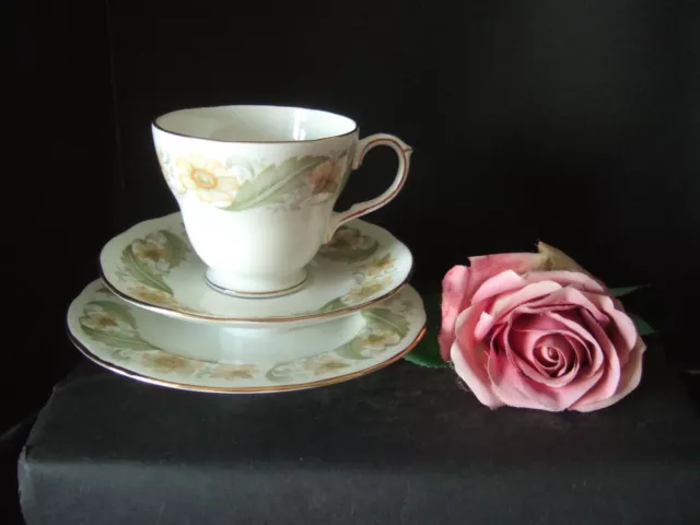 Vintage Duchess Bone China Greensleeves  Cup Saucer Side Plate Bone China Trio