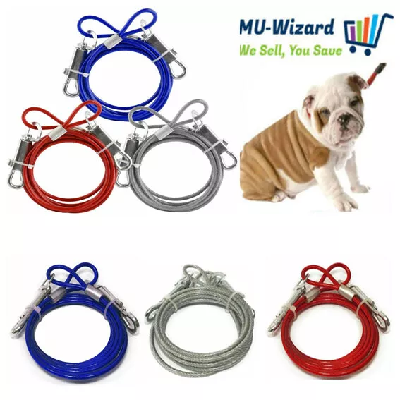 Pet Dog Puppy Garden Camping Outdoor Tie Out Lead Leash Extension Wire Cable