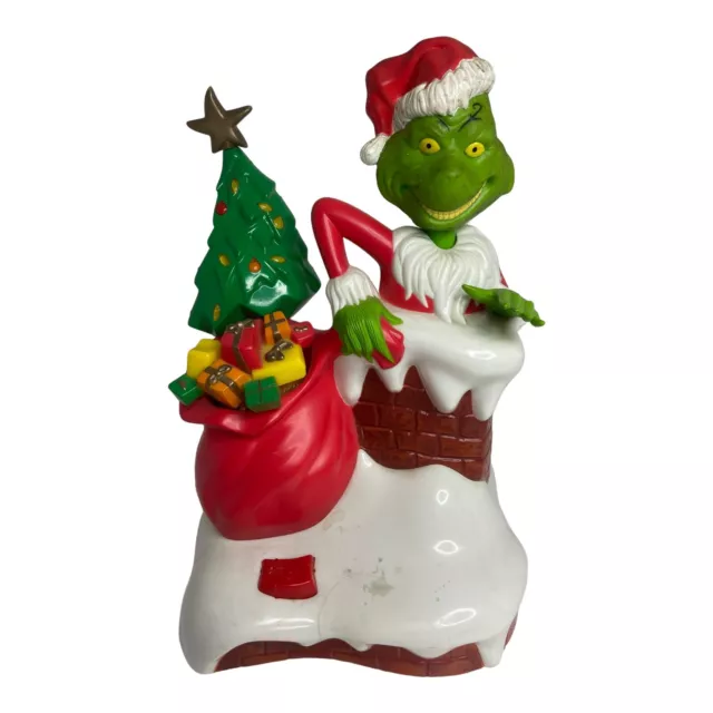 🥝 Animated Grinch and max chimney scene 2000 CHRISTMAS DECORATION TOY 12" WORKS