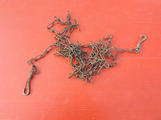 Vintage Rusty Chain with 2 springed hooks 14 feet Link 2 1/4 x 1/2 x 1/8