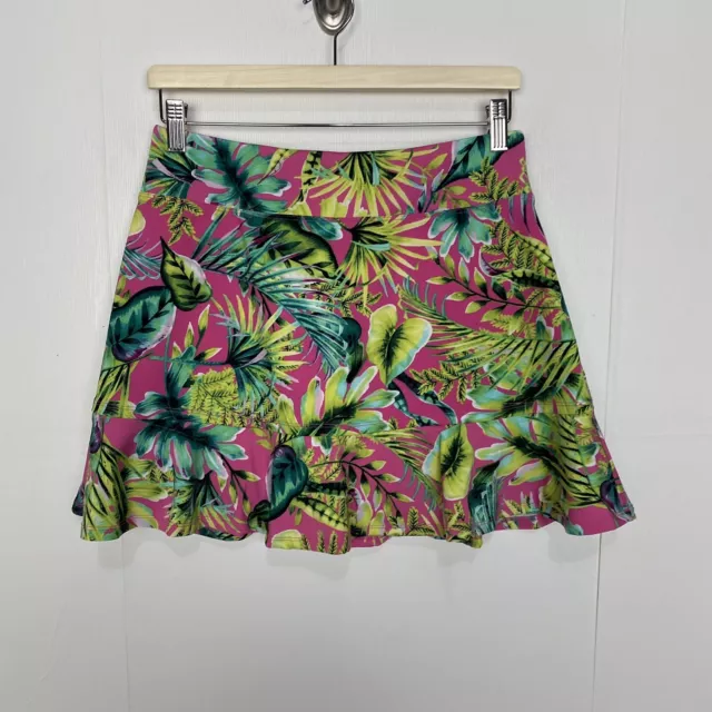 Tommy Bahama Women’s Skort Skirt Pink Tropical with Ruffle Golf Size Medium.