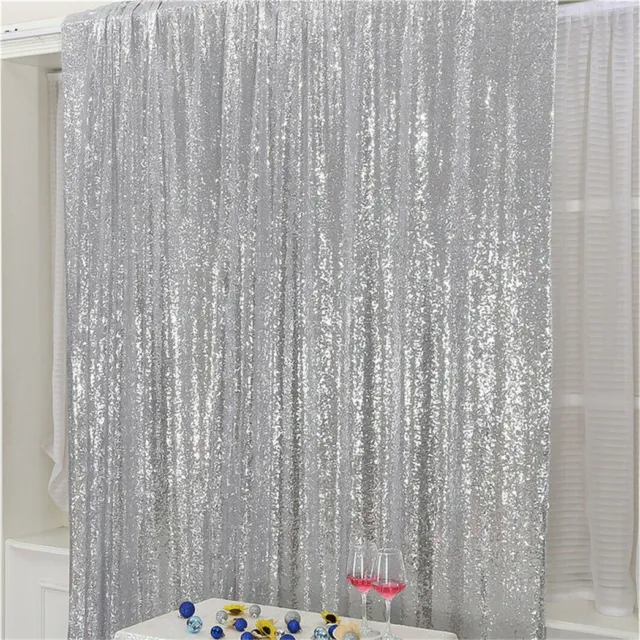Silver 6ft Sequin Restaurant Curtain Wedding Backdrop Drape Party Photography UK