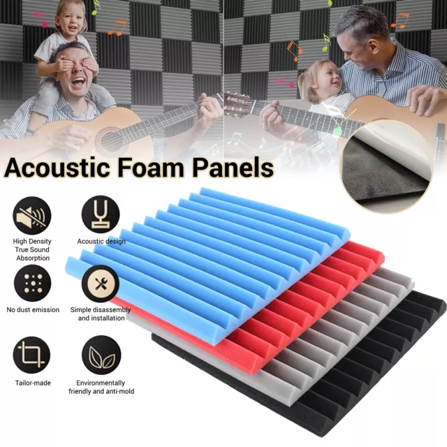 6-60x Thick Soundproofing Acoustic Wedge Foam Tiles Wall Panels Studio Home KTV