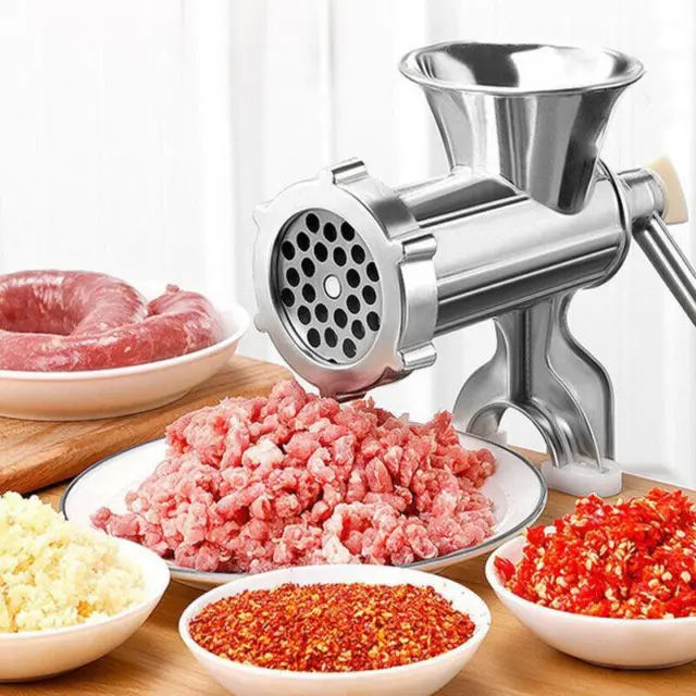 Manual Meat Grinder Mincer Rotary Machine Food Heavy Duty Burger Sausage Maker 2