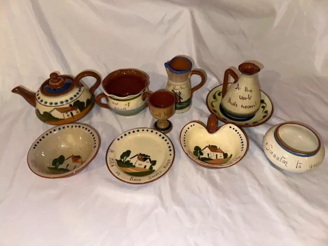 Collection of motto ware pottery -Devon & Torquay