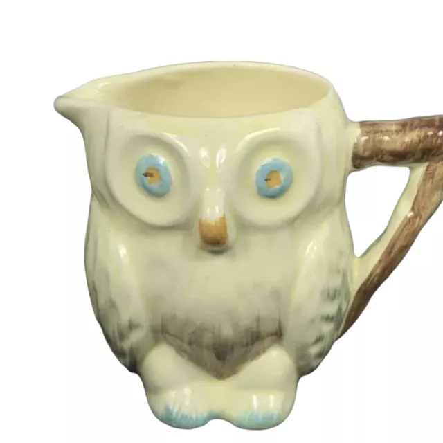Keele Street Pottery Owl Creamer Vintage Yellow KSP Pottery Owl 3 1/2"
