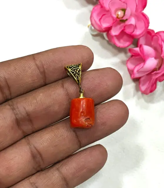 Énorme pendentif en corail rouge signé Albert Platero par Navajo -...