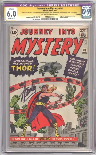 Journey Into Mystery #83 1962 Cgc Signature Series Signed Stan Lee 1St App Thor