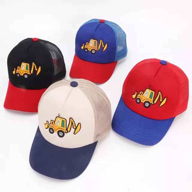 Baby Toddler Excavator Embroidery Baseball Cap Boy Kids Summer Mesh Snapback Hat