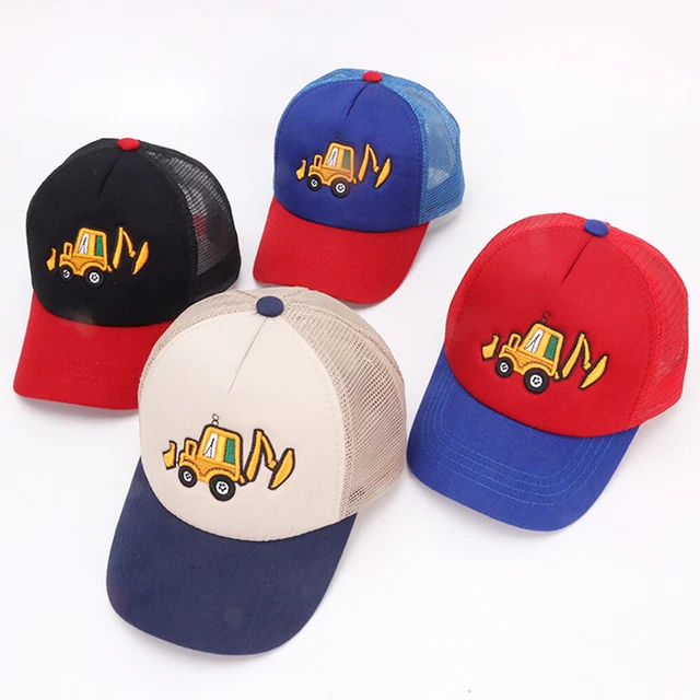 Cappello da baseball ricamo escavatore bambino bambino bambini maglia estiva cappello snapback