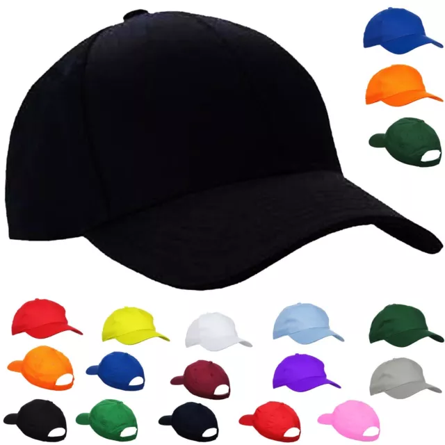 Baseball Cap Adult Mens & Ladies Adjustable Summer Caps & Hats  - 100% PLAIN