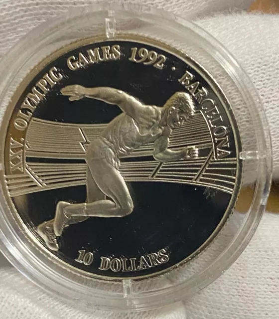 COOK ISLANDS 10 Dollars 1990 Proof - Silver 0.925 - Olympic Games 1992~ Capsule