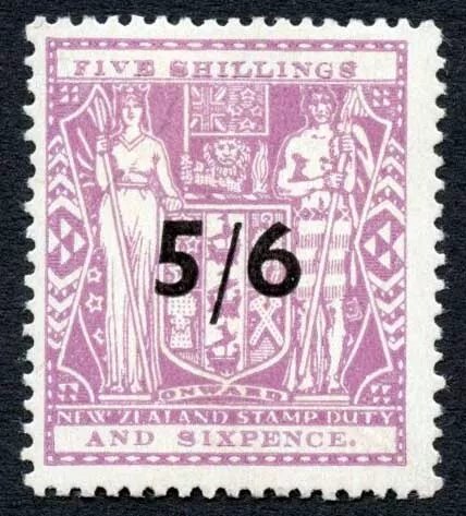 New Zealand Postal Fiscal 1940 SGF188 5/6 on 5s6d lilac VFM cat 140 pounds