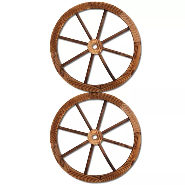 Gardeon 2X Wooden Wagon Wheel Rustic Outdoor Indoor Ornaments Garden Decor Wall