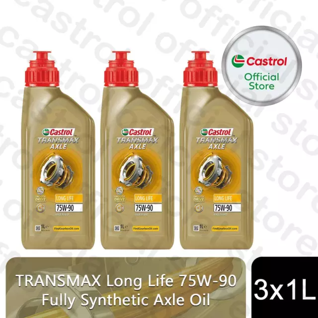 Castrol Transmax Axle Long Life 75W-90 1 Litre Fully Synthetic Axle Oil, 3 Pack