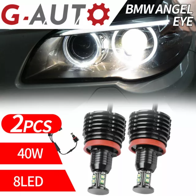 40W 7000K White BMW H8 LED Angel Eyes Ring Marker Bulbs For 1 3 5 X Se