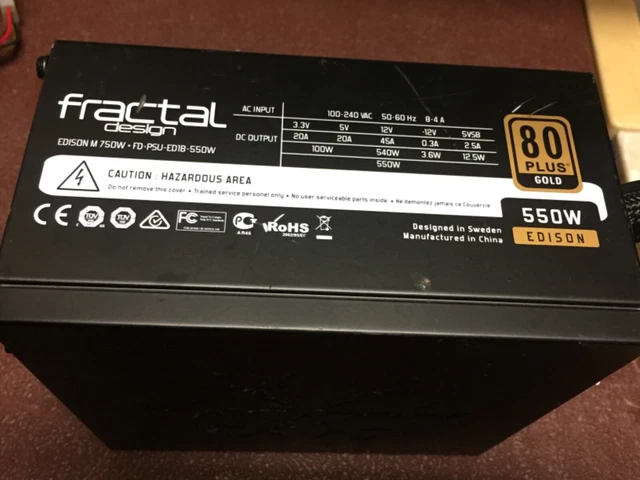 Fractal Design 550 Watt Power Suppy. 80 PLUS Gold. EDISON M PSU FD-PSU-ED1B-550W
