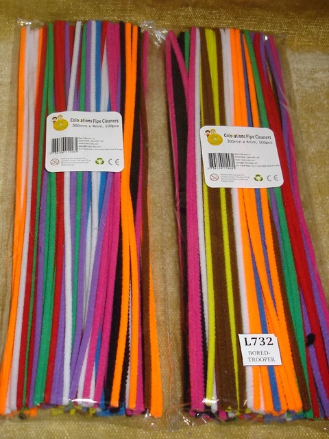 NIÑOS B CRAFTY 100 piezas 30cm FIELTRO DE CHENILLA COLORES LIMPIADORES DE TUBERÍAS TOTALMENTE NUEVOS x2