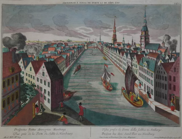 Guckkastenblatt von Hamburg - Sandtorkai - Hafencity - Probst, Original um 1760