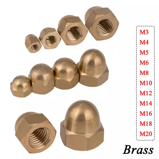 M3 M4 M5 M6 M8 M10 M12 M14 M16 M18 M20 Brass Acorn Nuts Hex Domed Nuts DIN 1587