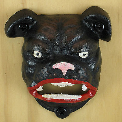 BULLDOG Cast Iron Figural Wall Mount Bottle Opener Reproduction of a Classic NEW