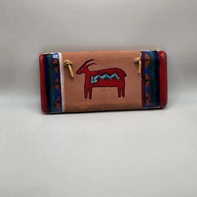 Hand Painted Enameled Clay Terracotta Horse Wall Tile Signed JP Tecate Mexico