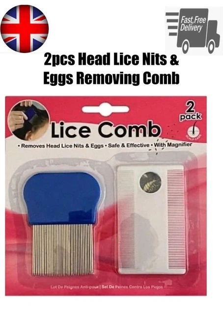 2 High Quality Metal & Plastic Nit Comb Fine Tooth Detection Remove Lice Eggs