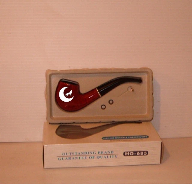 NEW FULL SIZE Tobacco Smoking Pipe With Howling Wolf In Cresent Moon